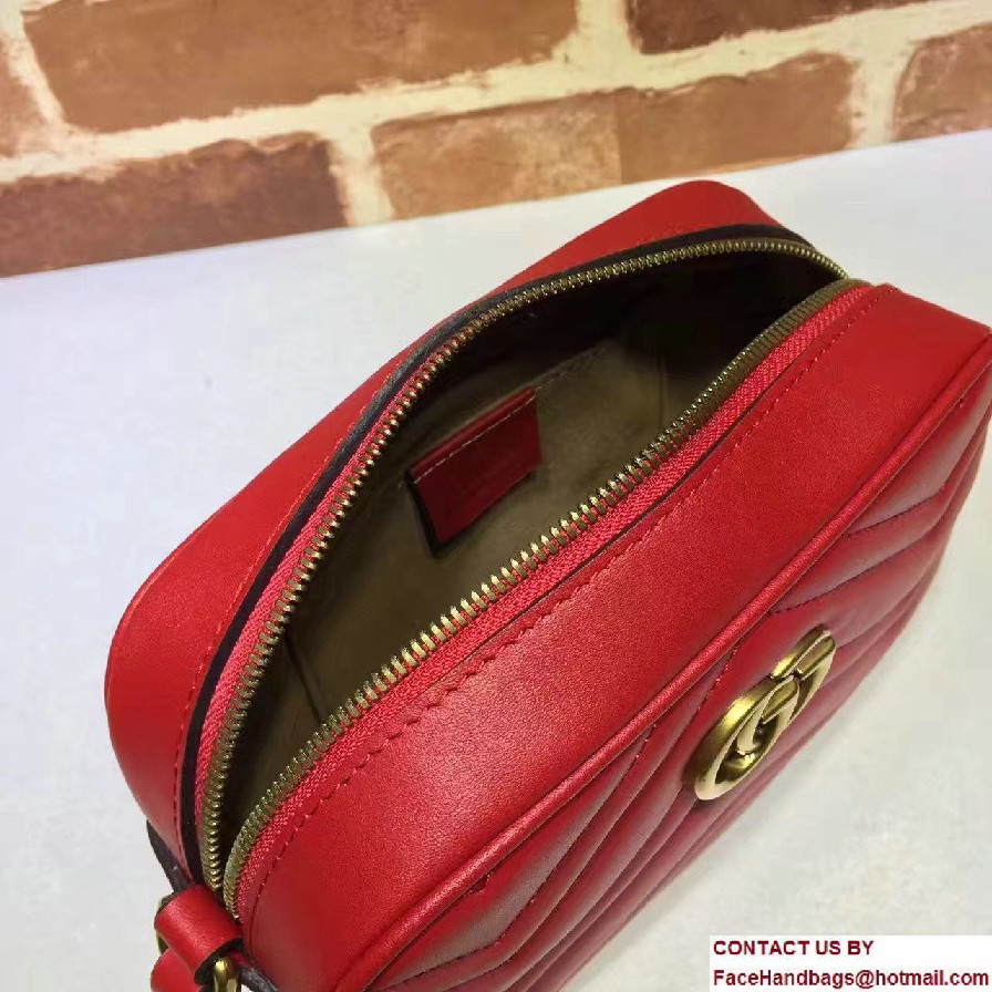 Gucci GG Marmont Matelasse Chevron Wrist Wallet 443438 Red 2016