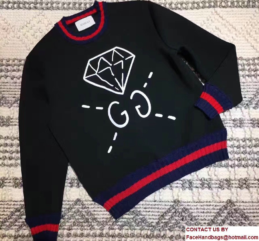 Gucci GucciGhost Knit Top Sweaters Black 2017 - Click Image to Close