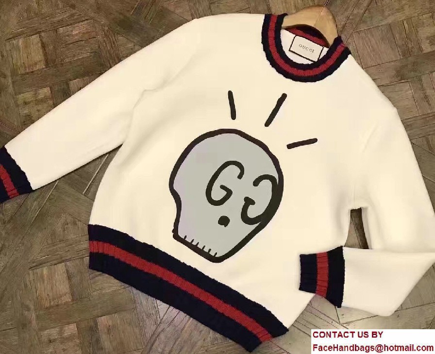 Gucci GucciGhost Knit Top Sweaters White 2017