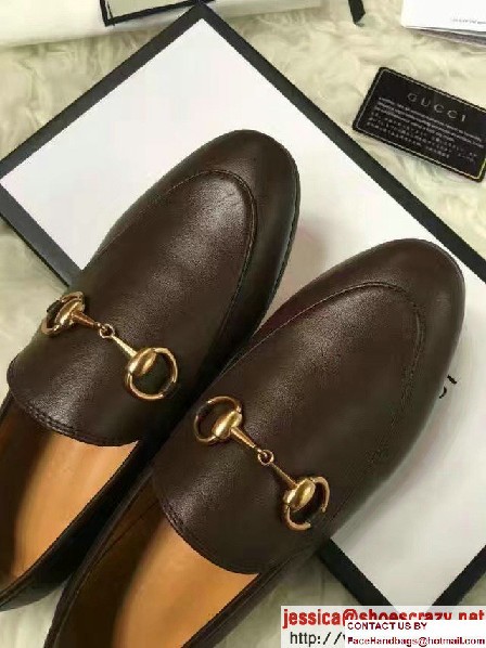 Gucci Horsebit Jordaan Leather Loafers 404069 Coffee 2017