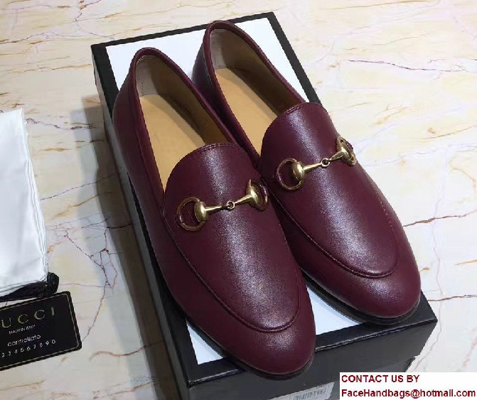 Gucci Horsebit Jordaan Leather Loafers 404069 Dark Red 2017 - Click Image to Close