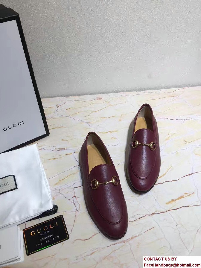 Gucci Horsebit Jordaan Leather Loafers 404069 Dark Red 2017