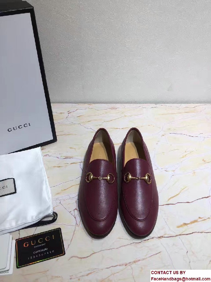 Gucci Horsebit Jordaan Leather Loafers 404069 Dark Red 2017