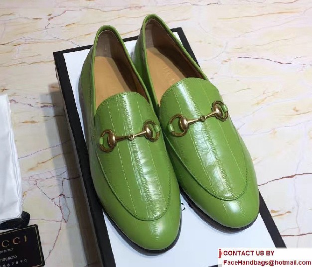 Gucci Horsebit Jordaan Leather Loafers 404069 Eel Green 2017