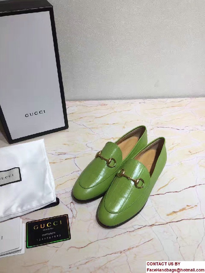 Gucci Horsebit Jordaan Leather Loafers 404069 Eel Green 2017