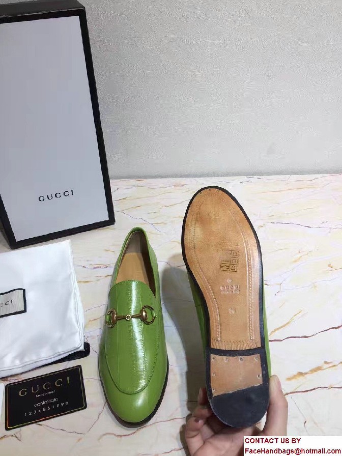 Gucci Horsebit Jordaan Leather Loafers 404069 Eel Green 2017