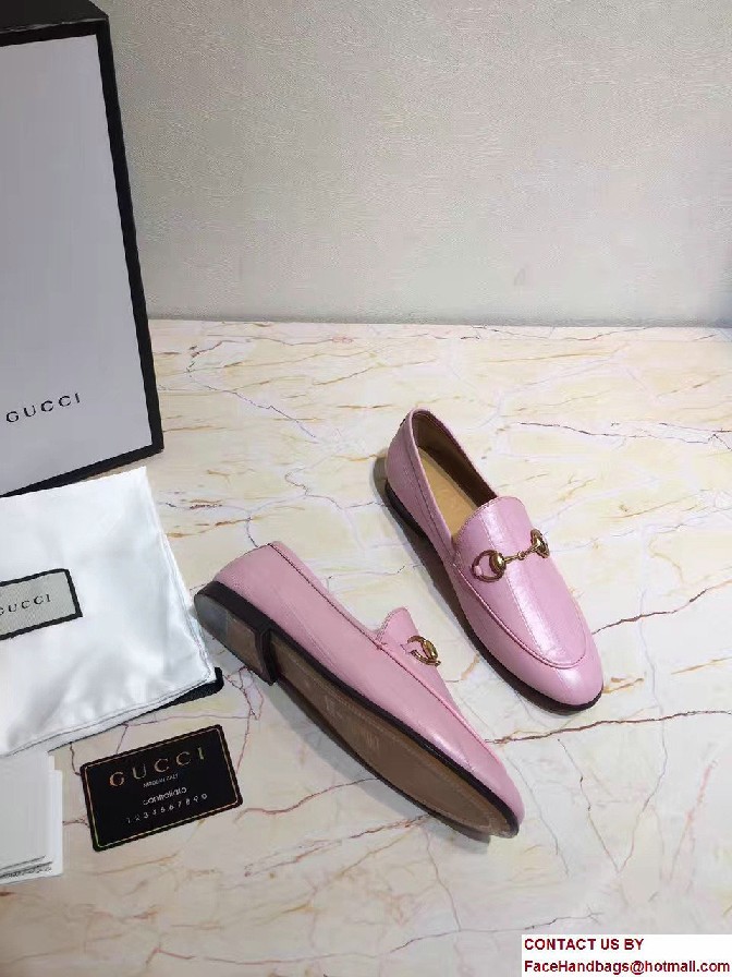 Gucci Horsebit Jordaan Leather Loafers 404069 Eel Pink 2017