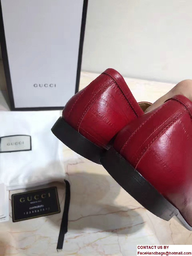 Gucci Horsebit Jordaan Leather Loafers 404069 Eel Red 2017