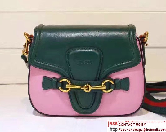 Gucci Lady Web Leather Shoulder Small Bag 384821 Green/Pink