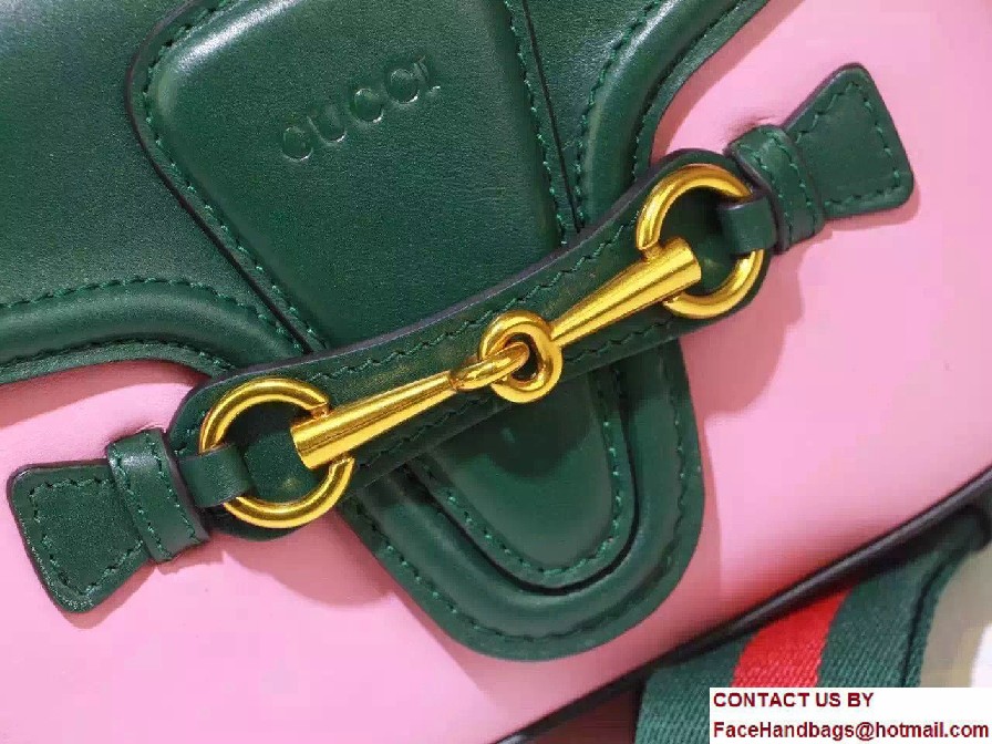 Gucci Lady Web Leather Shoulder Small Bag 384821 Green/Pink