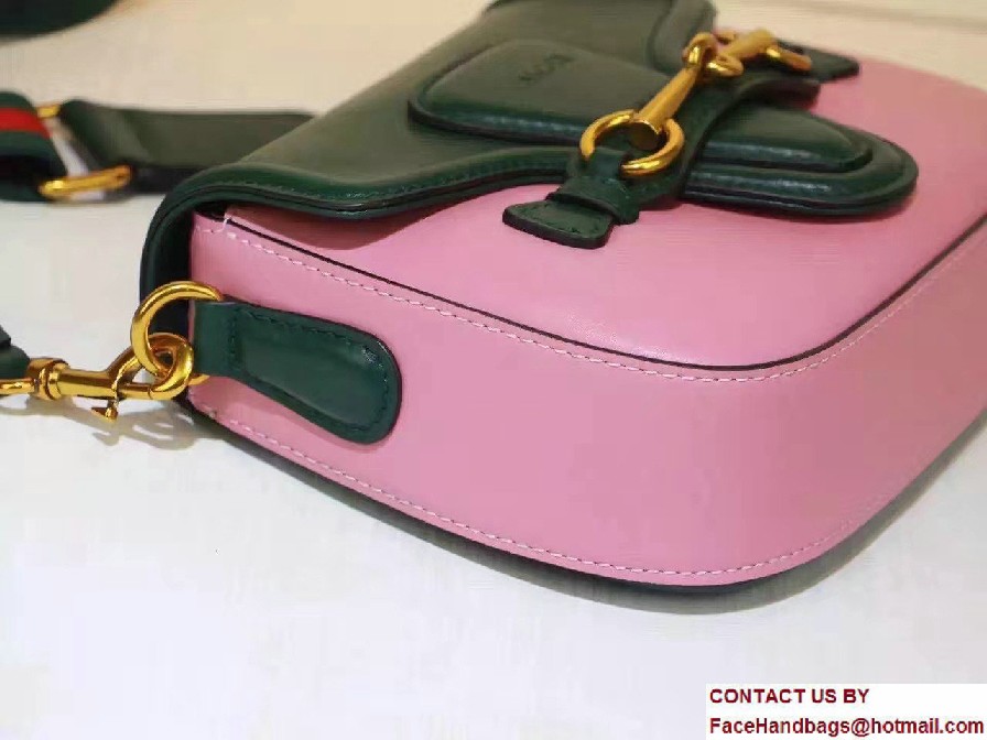 Gucci Lady Web Leather Shoulder Small Bag 384821 Green/Pink