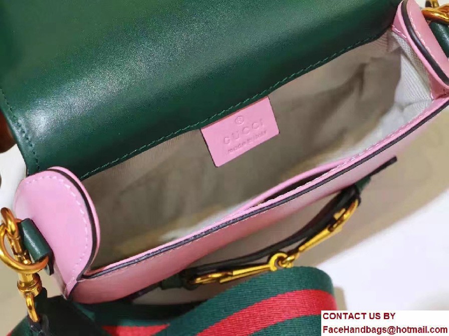 Gucci Lady Web Leather Shoulder Small Bag 384821 Green/Pink