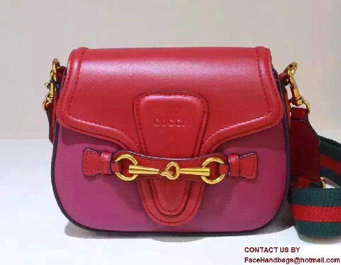 Gucci Lady Web Leather Shoulder Small Bag 384821 Red/Fuchsia - Click Image to Close