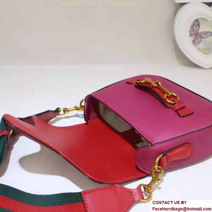 Gucci Lady Web Leather Shoulder Small Bag 384821 Red/Fuchsia