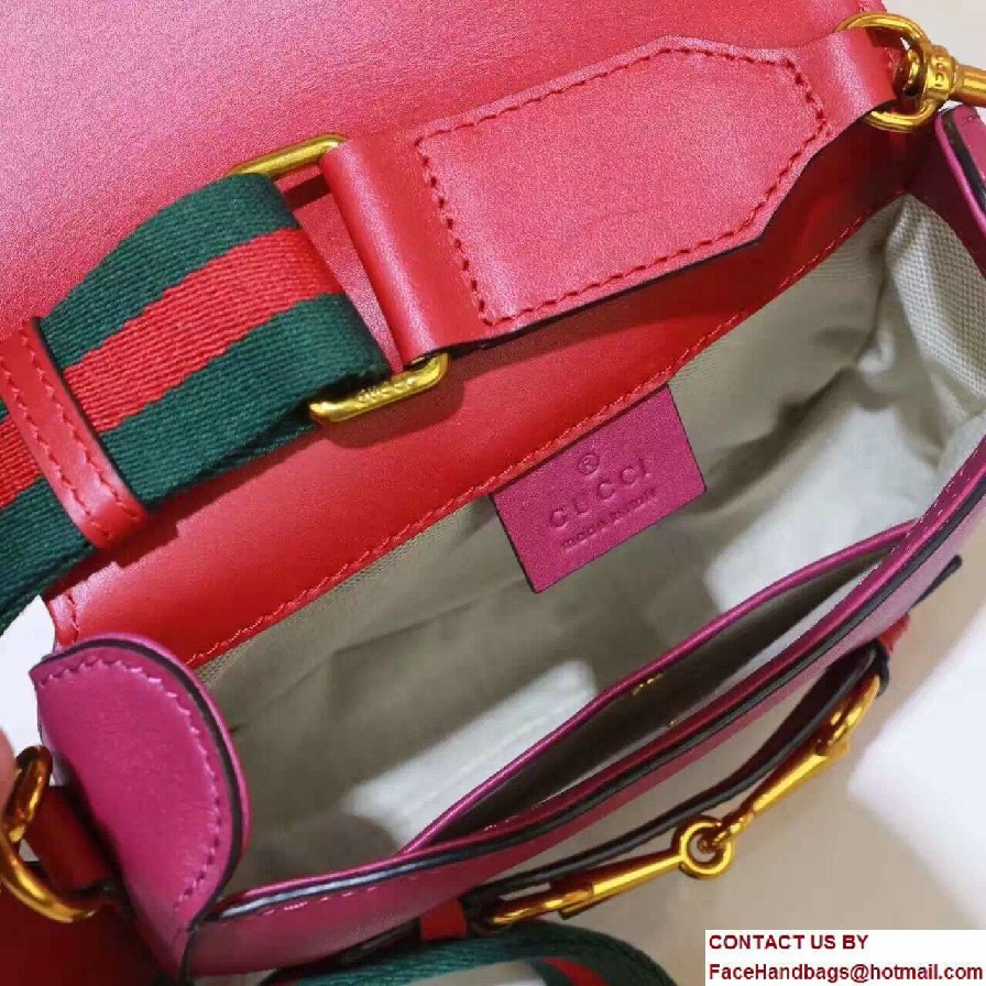 Gucci Lady Web Leather Shoulder Small Bag 384821 Red/Fuchsia