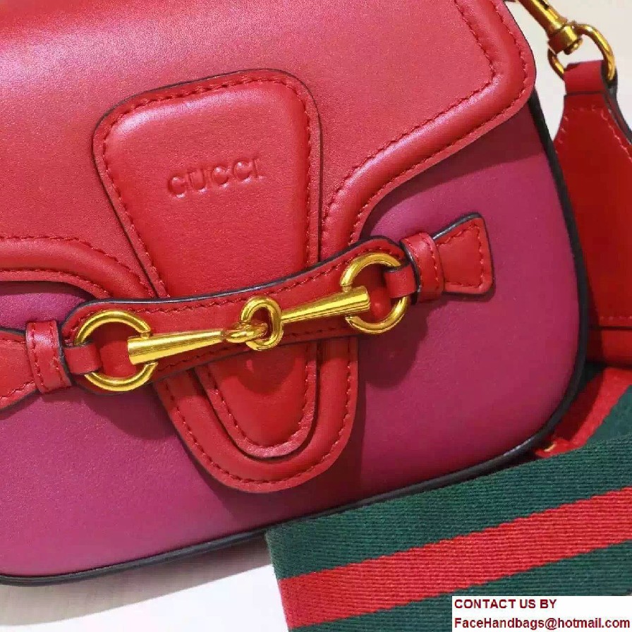 Gucci Lady Web Leather Shoulder Small Bag 384821 Red/Fuchsia