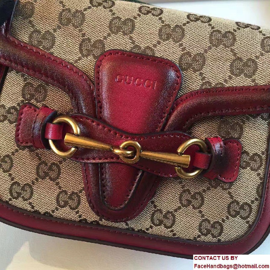 Gucci Lady Web Original GG Canvas Shoulder Small Bag 384821 Burgundy