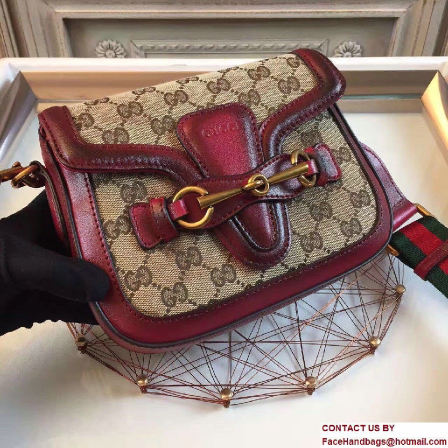 Gucci Lady Web Original GG Canvas Shoulder Small Bag 384821 Burgundy