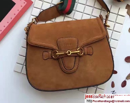 Gucci Lady Web Suede Shoulder Medium Bag 380573 Brown 2016 - Click Image to Close