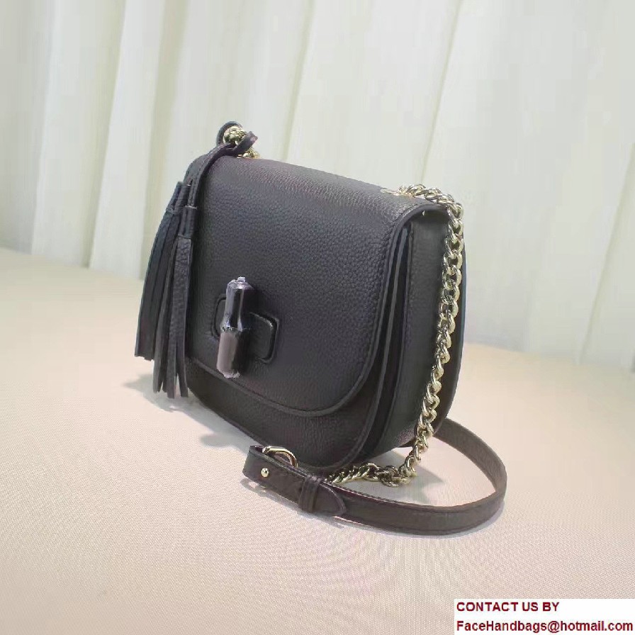 Gucci Leather Tassel Chain Shoulder Bag 387610 Black 2016