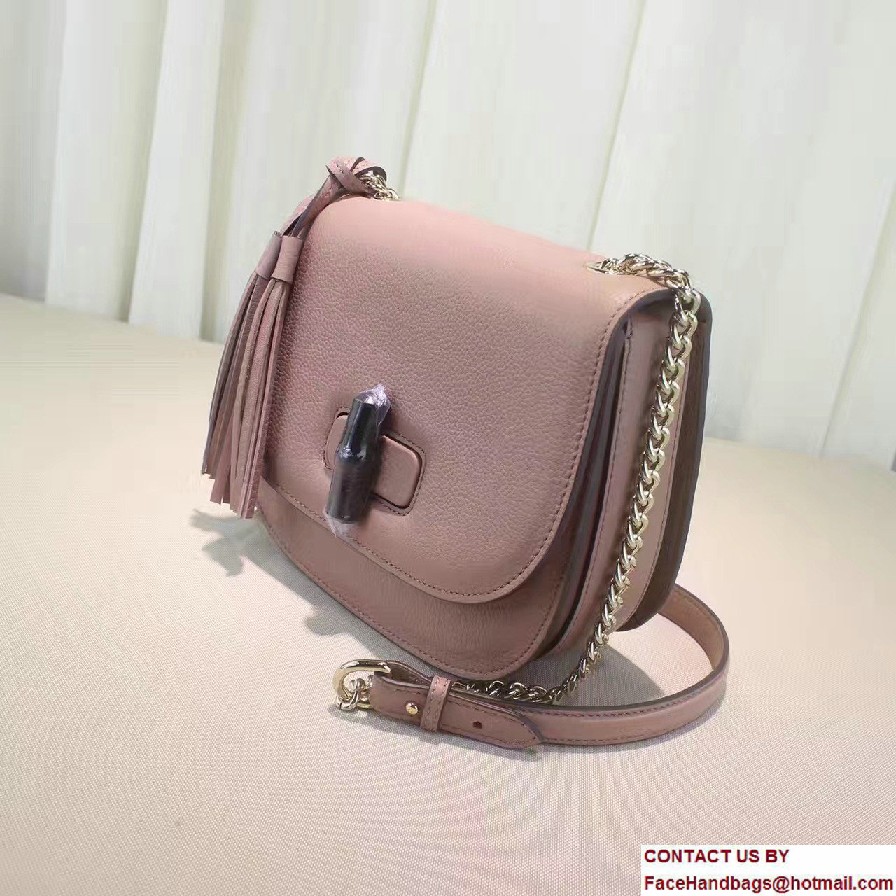 Gucci Leather Tassel Chain Shoulder Bag 387610 Nude Pink 2016