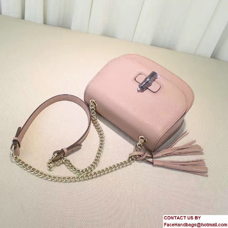 Gucci Leather Tassel Chain Shoulder Bag 387610 Nude Pink 2016