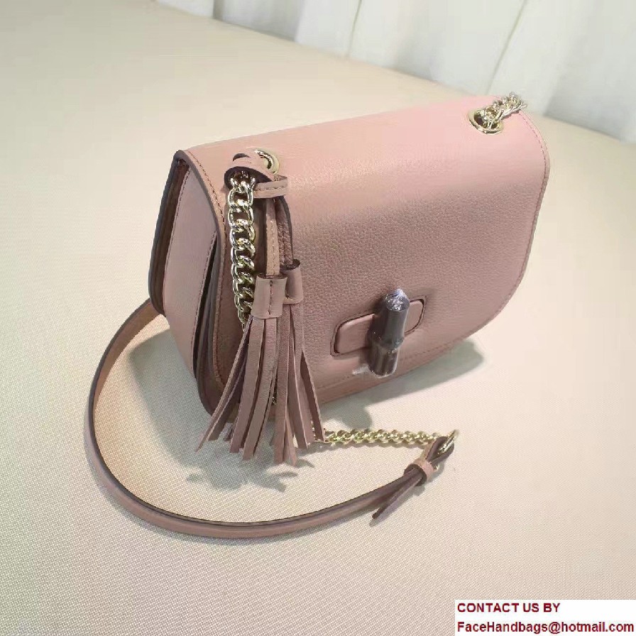 Gucci Leather Tassel Chain Shoulder Bag 387610 Nude Pink 2016