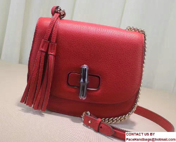 Gucci Leather Tassel Chain Shoulder Bag 387610 Red 2016