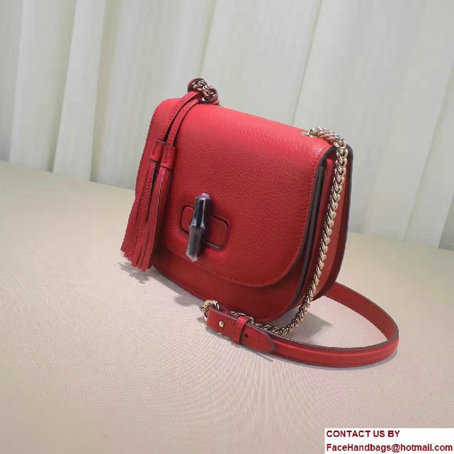 Gucci Leather Tassel Chain Shoulder Bag 387610 Red 2016