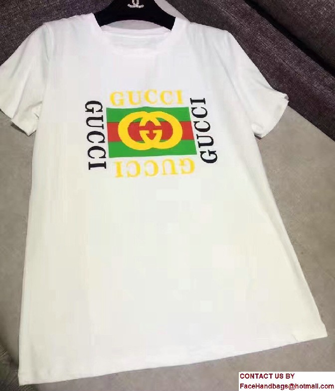 Gucci Logo Print Cotton T-Shirt White 2017