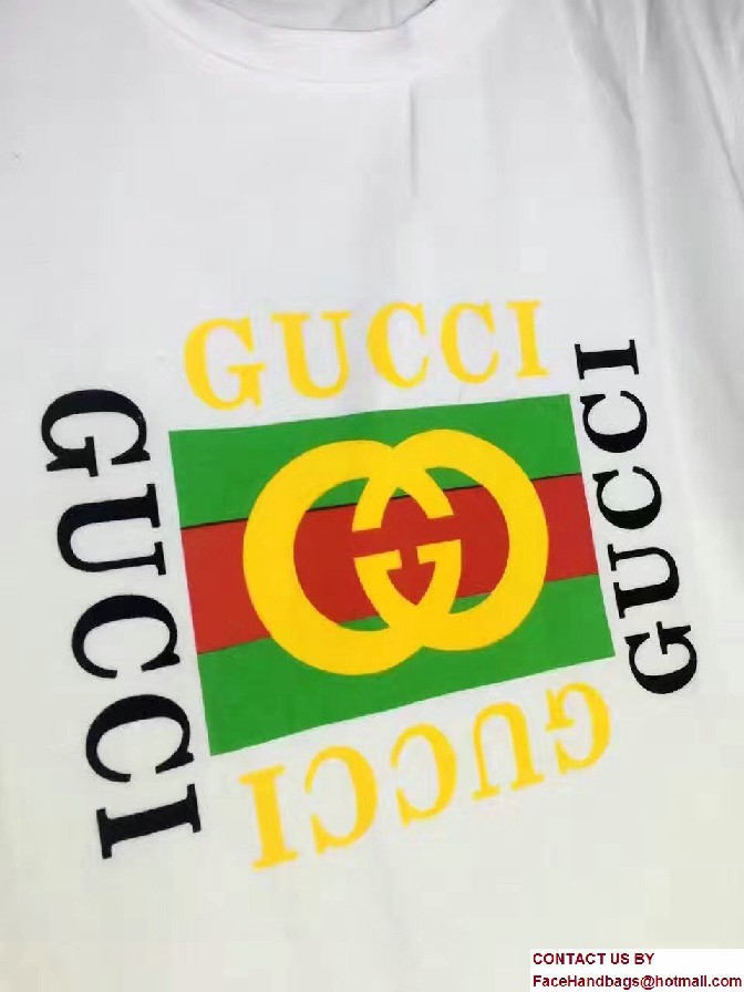 Gucci Logo Print Cotton T-Shirt White 2017