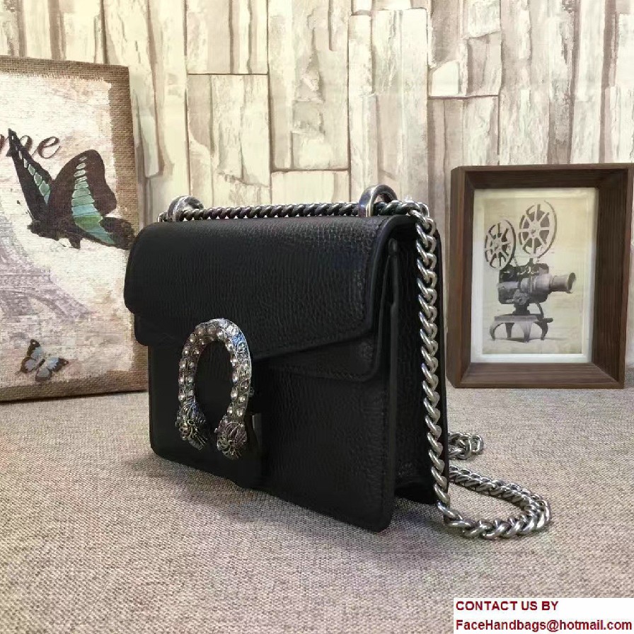 Gucci Mini Dionysus Leather Shoulder Bag 421970 Black 2017