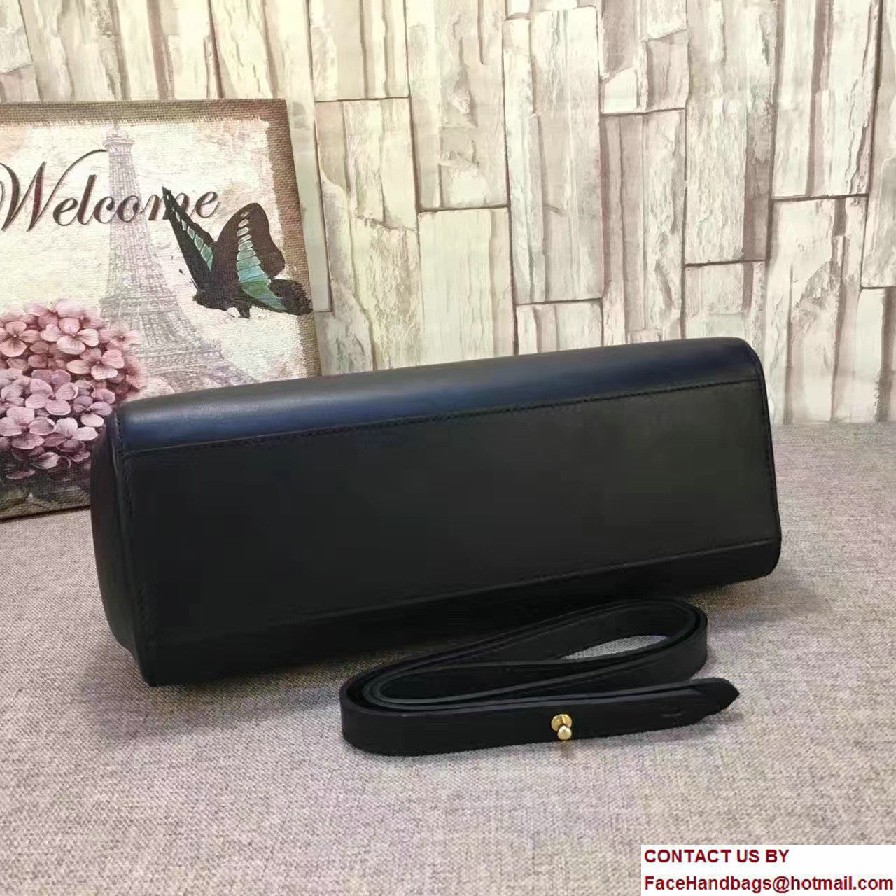 Gucci Nymphea Leather Top Handle Medium Bag 453766 Black 2016