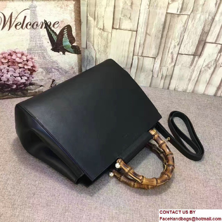 Gucci Nymphea Leather Top Handle Medium Bag 453766 Black 2016