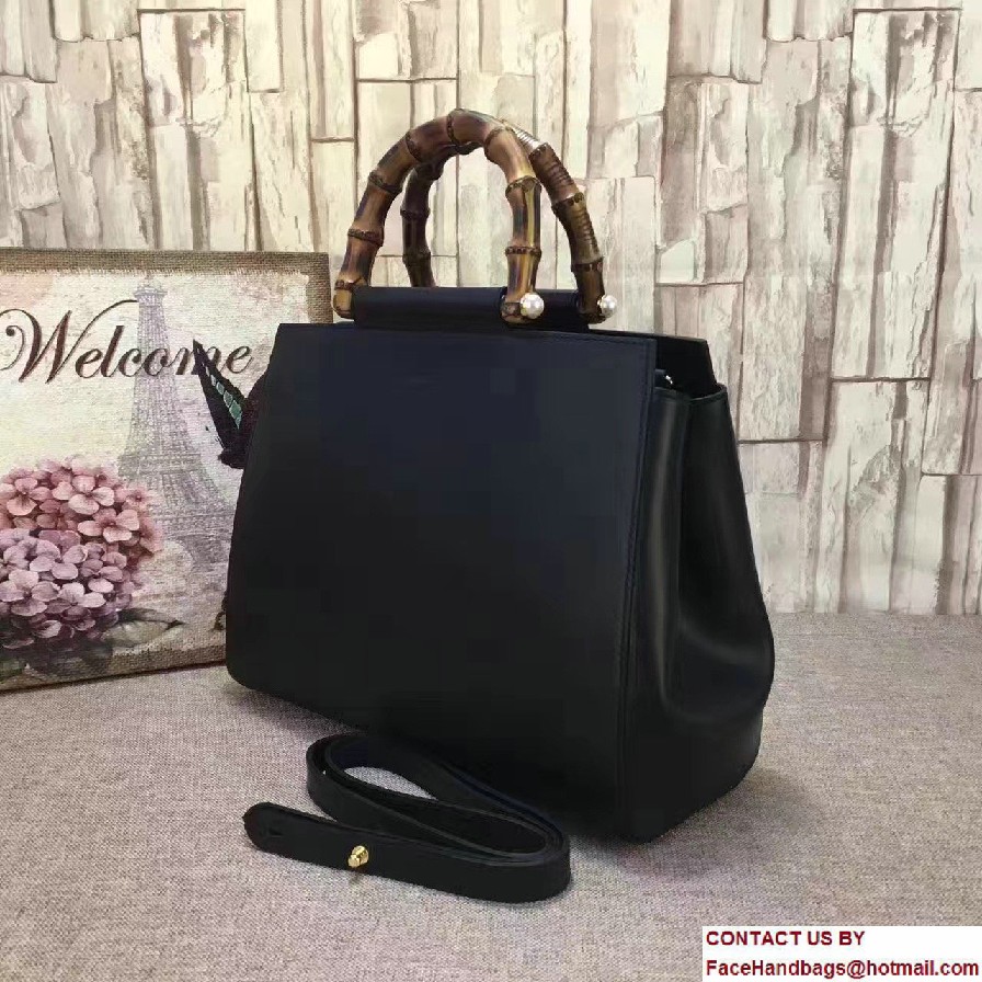 Gucci Nymphea Leather Top Handle Medium Bag 453766 Black 2016