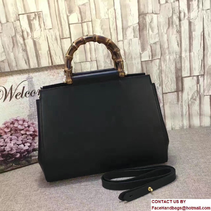 Gucci Nymphea Leather Top Handle Medium Bag 453766 Black 2016