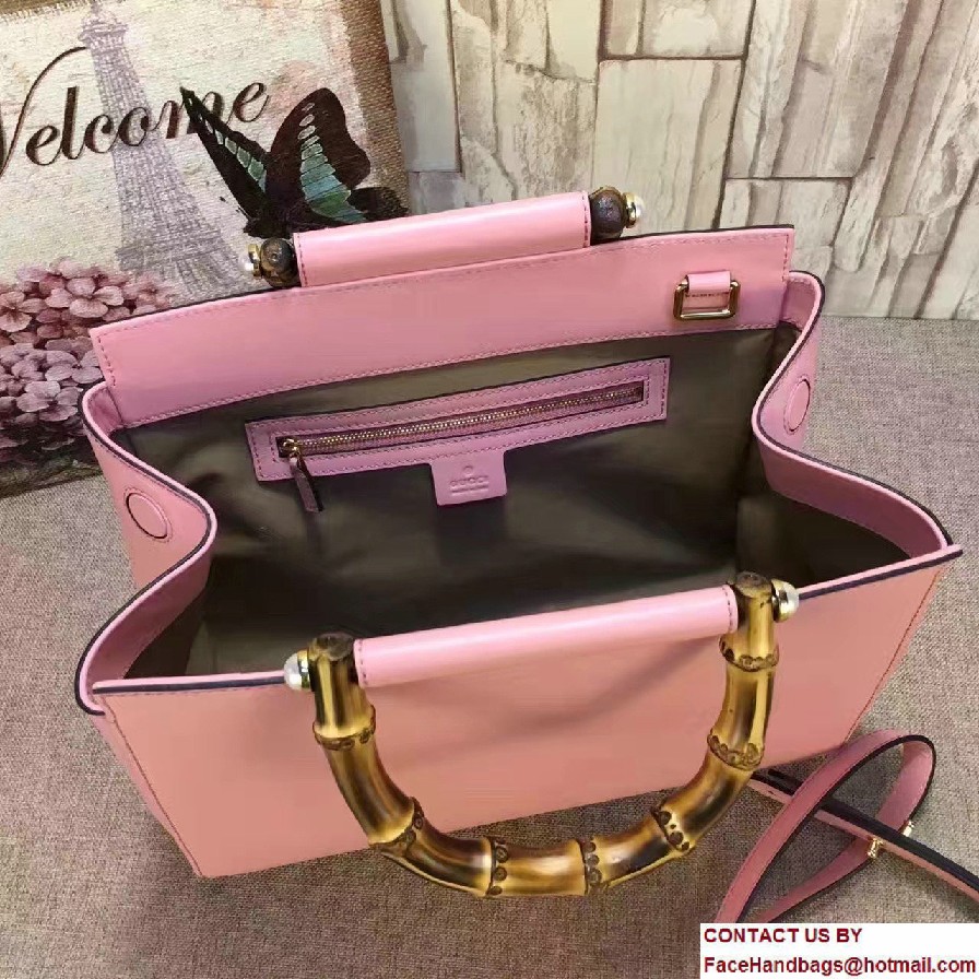 Gucci Nymphea Leather Top Handle Medium Bag 453766 Pink 2016