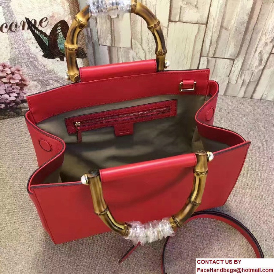 Gucci Nymphea Leather Top Handle Medium Bag 453766 Red 2016