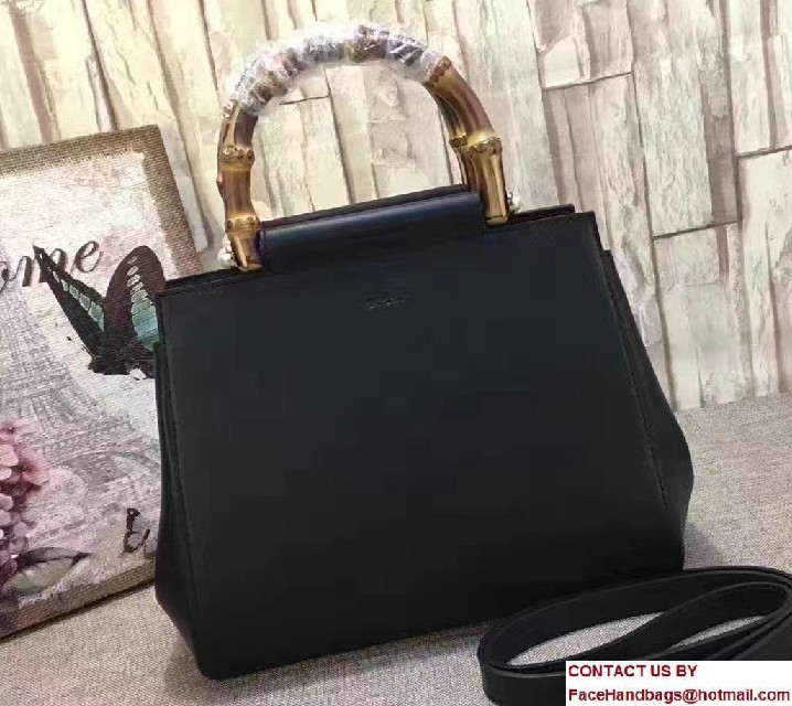 Gucci Nymphea Leather Top Handle Small Bag 453767 Black 2016