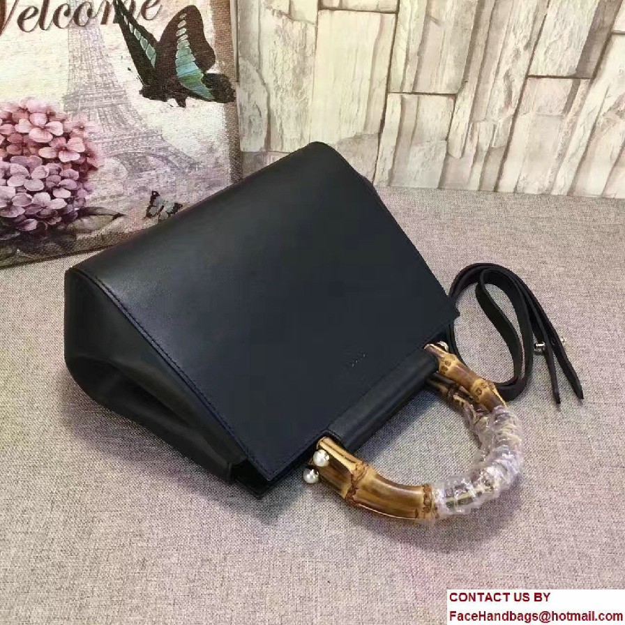 Gucci Nymphea Leather Top Handle Small Bag 453767 Black 2016