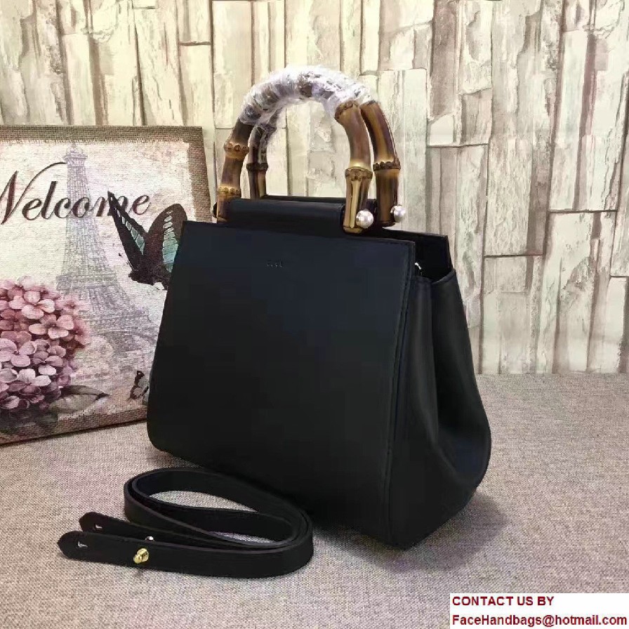 Gucci Nymphea Leather Top Handle Small Bag 453767 Black 2016