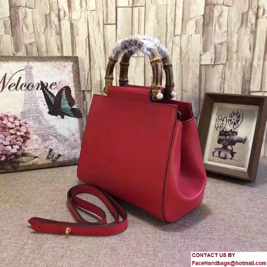 Gucci Nymphea Leather Top Handle Small Bag 453767 Red 2016