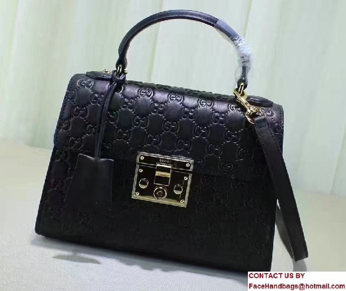 Gucci Padlock Signature Top Handle Small Bag 453188 Black 2016