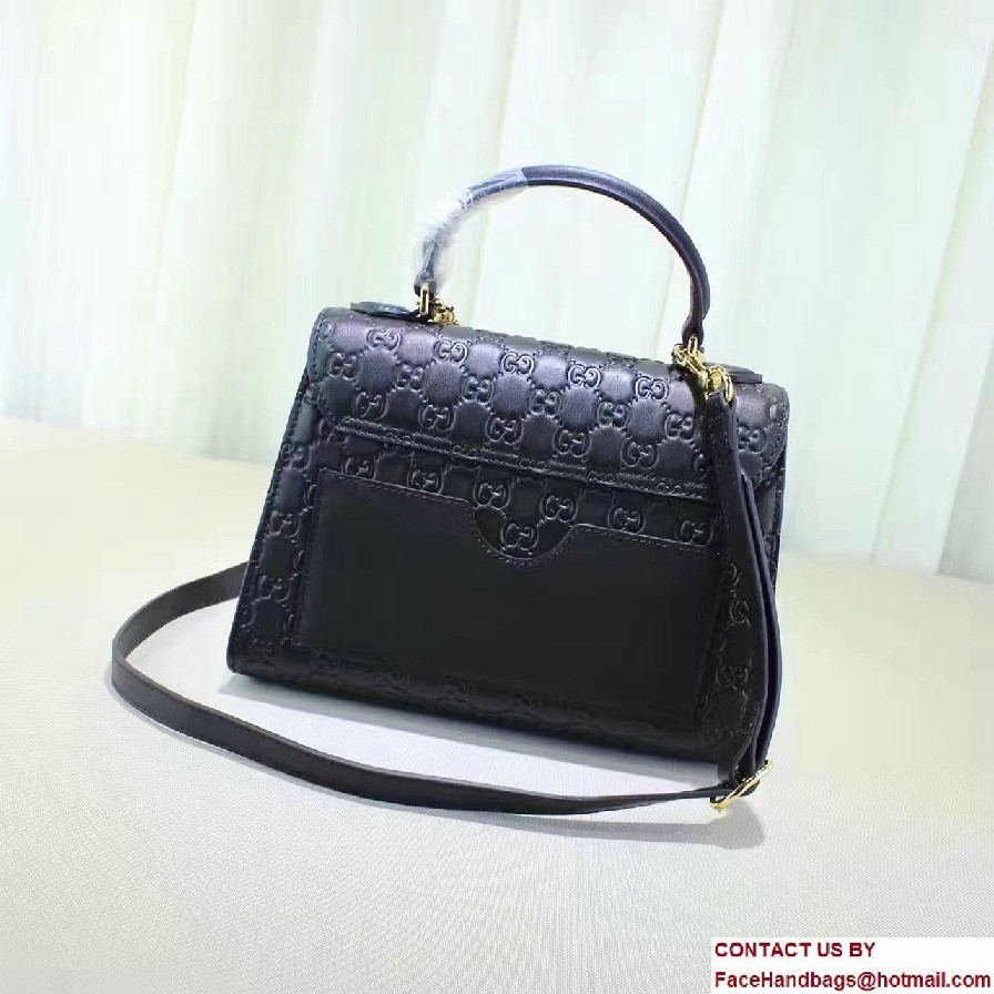 Gucci Padlock Signature Top Handle Small Bag 453188 Black 2016