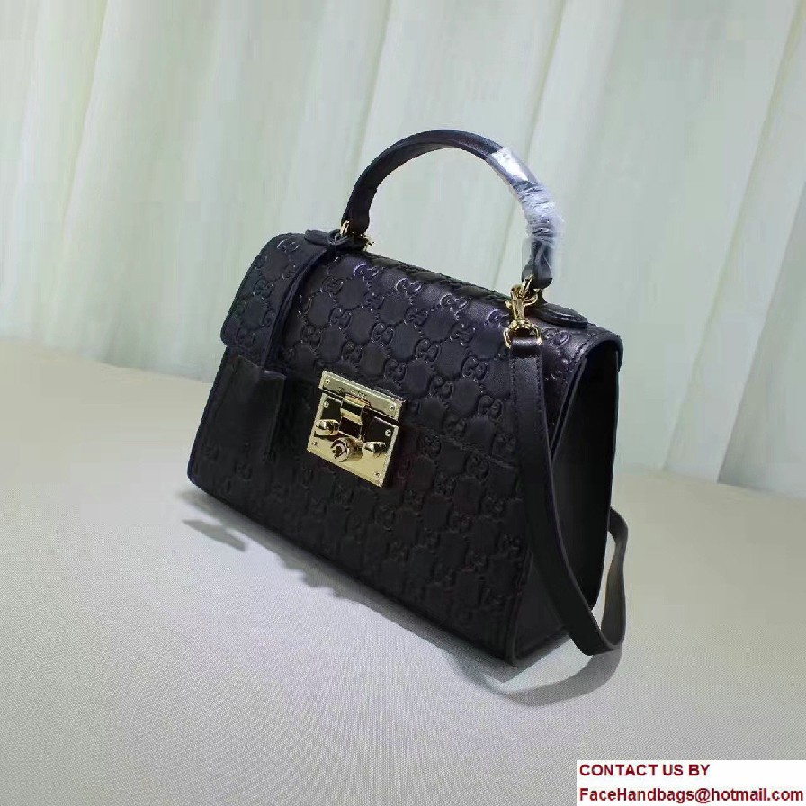 Gucci Padlock Signature Top Handle Small Bag 453188 Black 2016