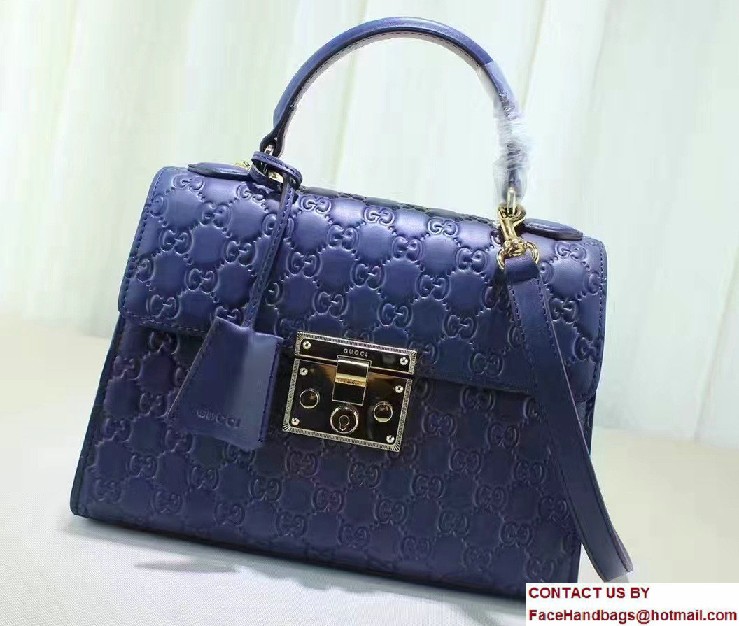 Gucci Padlock Signature Top Handle Small Bag 453188 Blue 2016 - Click Image to Close