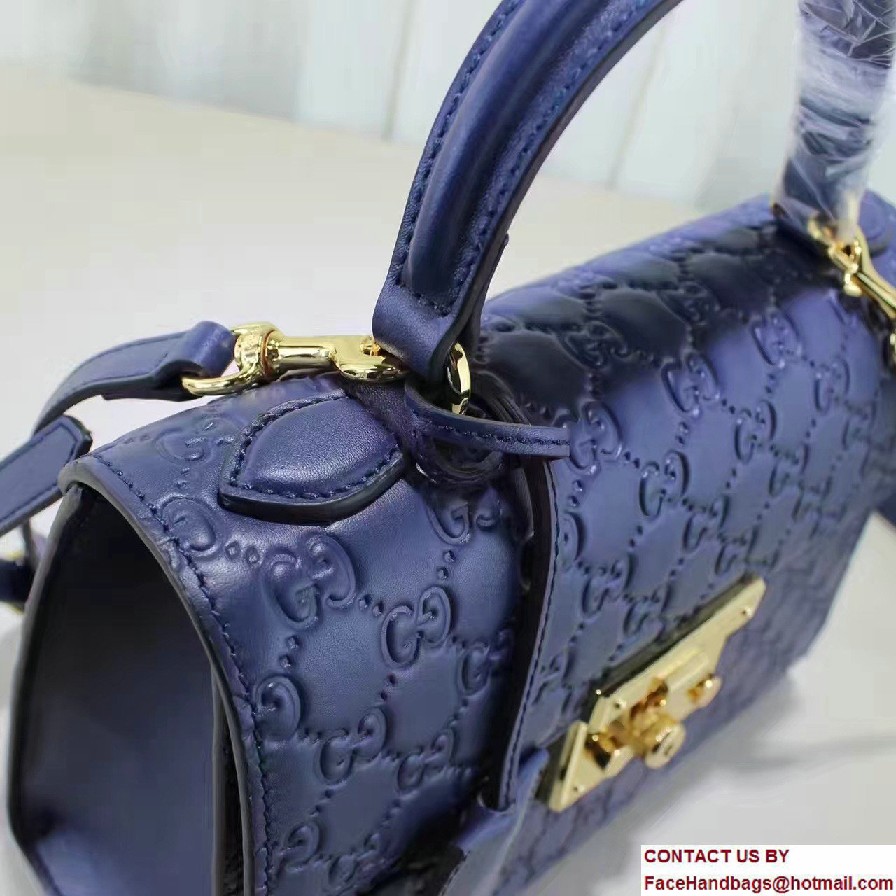 Gucci Padlock Signature Top Handle Small Bag 453188 Blue 2016