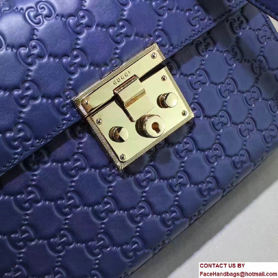 Gucci Padlock Signature Top Handle Small Bag 453188 Blue 2016