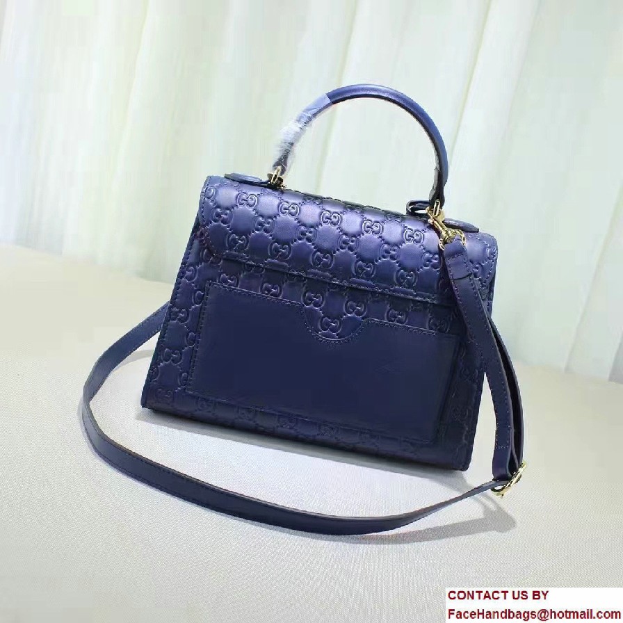 Gucci Padlock Signature Top Handle Small Bag 453188 Blue 2016