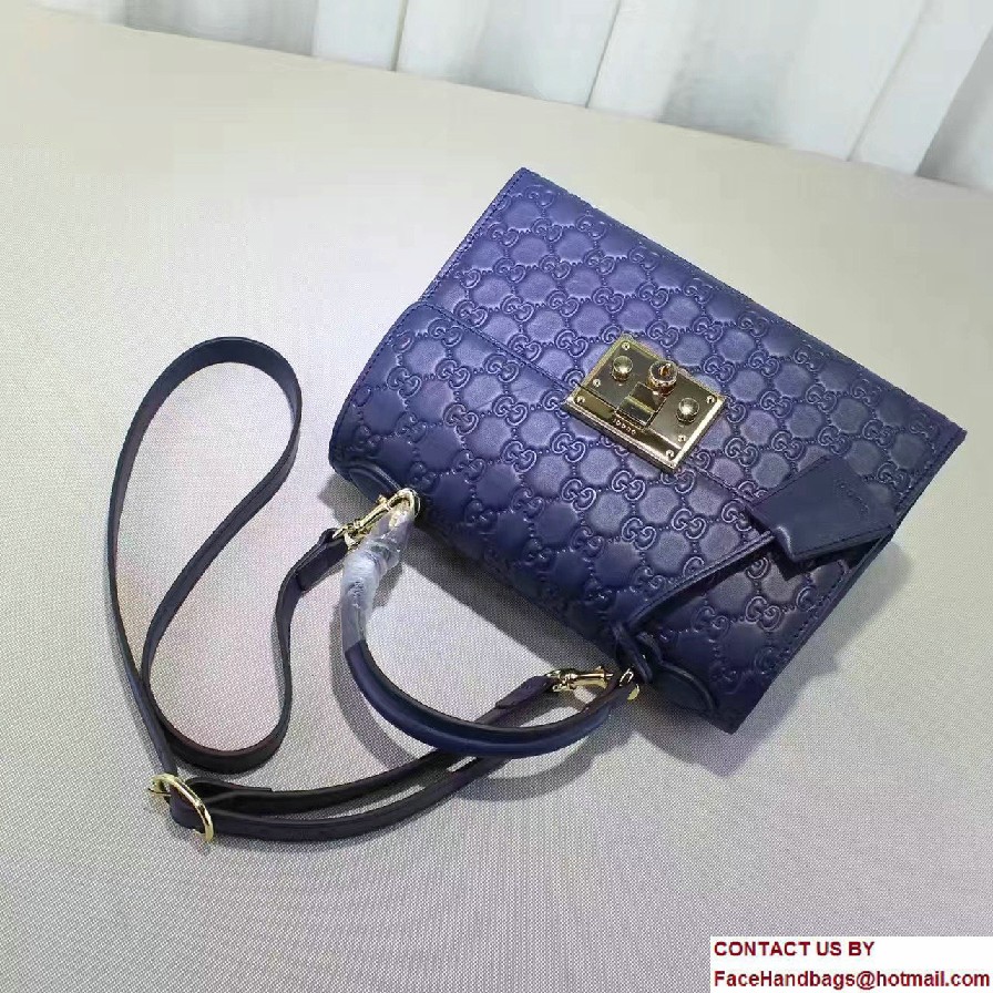 Gucci Padlock Signature Top Handle Small Bag 453188 Blue 2016